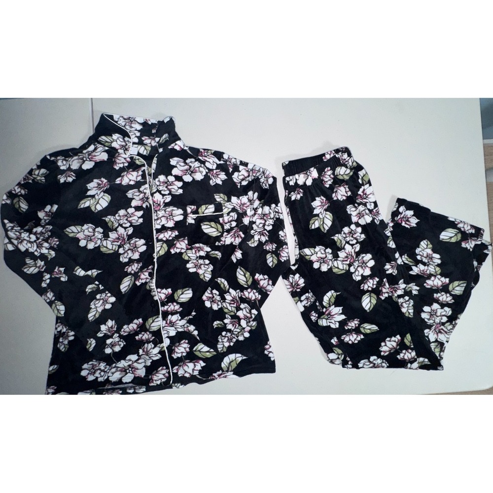 Nicole Miller Womens Small Floral Pajama Set Relaxation Loungewear Cozy Warm
